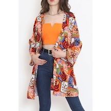 Desenli Kimono Turuncu - 1658.1095. Çok Renkli