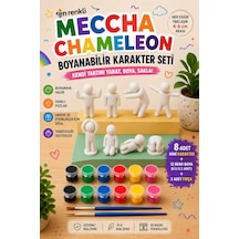 Meccha Chameleon Boyama Seti 8 Mini Karakter 2x6'lı Boya Seti 2 Fırça Eğitici Hobi Aktivite Oyuncağı