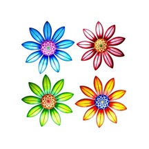 Lijinxu 4x Metal Çiçek Duvar Dekoru/duvar I Heykel/sundurma