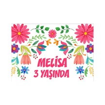 Çiçekkler Temalı Doğum Günü Afişi - 50x70 Cm