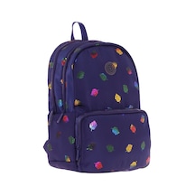 Kaukko Shine Üç Bölmeli Lacivert Yaprak Desenli Sırt Çantası - K1778 Lacivert