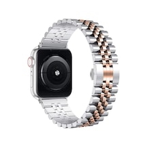 Forzacase Apple Watch Ultra 2 49mm İle Uyumlu Rolex Tasarım Metal Kordon Kayış - Fc878 Gümüş - Rose