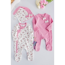 Babymod Kız Bebek Tulum Çiçek Desenli Ikili Uzun Kollu Tulum Takım