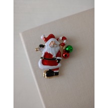 Lente Aksesuar Noel Baba Yeni Yıl Broşu-zilli Noel Baba Yaka İğnesi-yılbaşı Hediyesi Çok Renkli