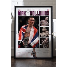 Max Holloway Ufc Siyah Ahşap Çerçeveli Poster, Dekoratif Dövüş Duvar Tablosu