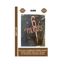 Özel Seri 6 Months Pembe Ahşap Pasta Üzeri Süs Parti Detayı Ay Kutlaması Kutlama Eşyası