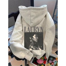 Startmore Lauryn Hıll Portrait Graphic Y2k Cute Women Hoodie, Solid Color Long Sleeve Pocket Dropped Sh Çok Renkli