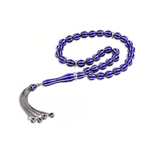 ​​​​​​Gümüş Lacivert Mineli Tesbih -5843 Gümüş