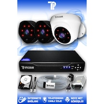 Picam 3 Kameralı Uzay 1 İç Kamera Set 250 GB HDD Full HD Gece Görüşlü Güvenlik Kamerası Sistemi