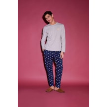 DeFacto Pijama Takımı Baskılı Uzun Kollu Üst Esnek Belli Uzun Alt E5889AX25SPGR210