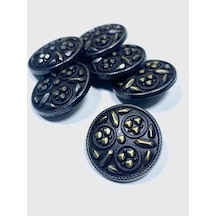 Kaban Manto Düğmesi / Metal Düğme / Antik Sarı / 3 Cm / 6 Lı Set/mde