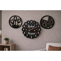 Duvar Saati 40 Cm Çiçekler 30 Cm Kişiye Özel No 1024 Çok Renkli