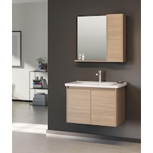 Orka Düden 80 Cm Mdf Kapaklı Meşe Banyo Dolabı Alt Modül Lavabo Meşe