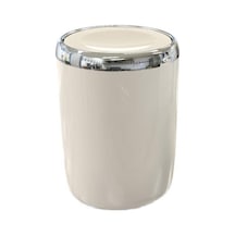 Primanova Lima Plastik Kapak Ve Krom Dekorlu Çöp Kovası Bej