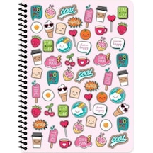 16,5x22,5 Cm 80 Yaprak Çizgili Plastik Kapak Spiralli Sweet Fun Defter 4 Adet