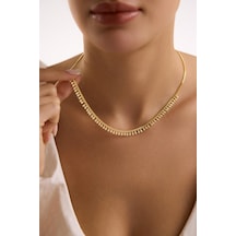 925 Ayar Gümüş Gold Kaplama Gurmet Zincirli Minimal Damla Kolye