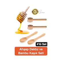 Özel Üretim Bambu Kaşık Ahşap Bal Daldız Seti Petek Tahta Baharat Bal Arısı Karıştırma Reçel Pekmez Çok Renkli