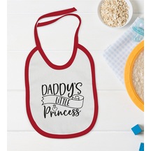 BK Kids Daddy's Little Princess Tasarımlı Kırmızı Bebek Mama Önlü Kırmızı