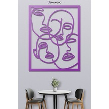 Yüzler Metal Duvar Tablosu - Metal Duvar Sanatı - Mor - 21 X 30 Cm