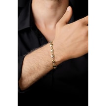 14 Ayar Altın Oval Desenli Erkek Bileklik Blk6166-e Sarı Altın