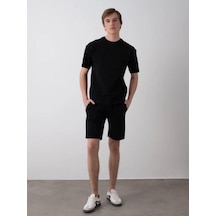 Erkek Çocuk King Yazılı T-shirt Şortlu Takım-15539 Siyah