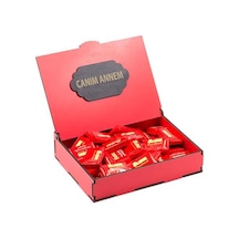 Sevdiklerinize Özel Kırmızı Ahşap Hediye Kutusunda 40 Adet Ülker Napoliten Çikolata Canım Annem Yazılı