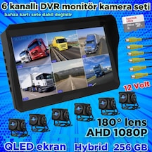 Qled 10'' Dvr Monitör 6 Adet 1080p Ahd 180 Derece Kamera 12 V