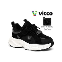 Vicco Çoçuk Unisex Kışlık Su Geçirmez Kaydırmaz Hafif Eva Taban Rahat Cilt Deri Spor Ayakkabı siyah