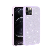 Zore İphone 14 Pro Max Uyumlu Parlak Taşlı Tasarım Ogaa Ston Kılıf-lila