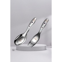 Komple 316 Çelik Tavşan Baskılı Bebek Çocuk Kaşık Ve Çatal Set Cin616