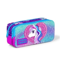 Coral High Kids Mor Pembe Unicorn Desenli Simli İki Bölmeli Kalem Çantası 22397 Çok Renkli