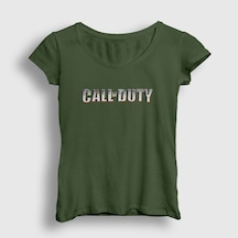 Presmono Kadın Logo Call Of Duty T-shirt Haki