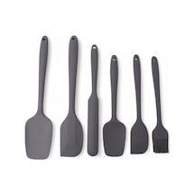 Silikon Mutfak Yardımcısı, 6 Adet Silikon Spatula, Çorba Kaşığı, Fırın Fırçası, Spatula, Isıya Dayanıklı Ve Yapışmaz, Paslanmaz Çelik Ve Dikişsiz Tek Parça Tasarım Siyah-gri-kırmızı Gri 0