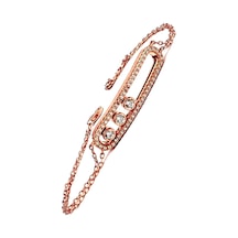Taşı Hareketli İtalyan Tasarımı Gümüş Rose Bileklik N11.39222