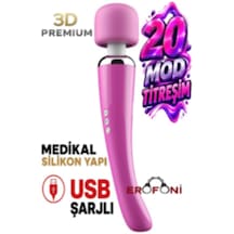 Erofoni Usb Şarjlı 31 Cm Medikal Silikon 20 Mod Titreşimli Ve 8 Hız Ayarlı Teknolojik Erotik Masaj Vibratörü