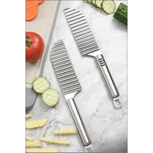 Tırtıklı Şekilli Patates Kesme Bıçağı + Rende Soyacak 5 Fonksiyonlu Doğrayıcı - 2li Set U5f7j2 Çelik Diğer