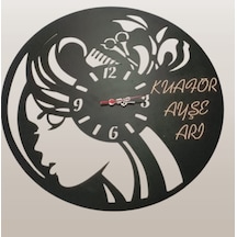 Bayan Kuaför Duvar Saati -2a Siyah