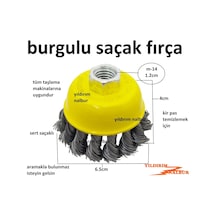 Çanak Fırça 65 Saçak Burgulu Sert Fırça Tel Fırça Burgu Telli Taş