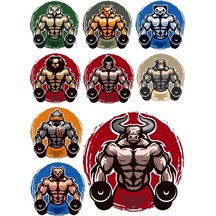 Fitnesci Hayvanlar Sticker Set 9 Parça Telefon, Tablet, Defter, Laptop Sticker