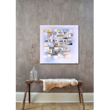 Soyut Bej El Yapımı Yağlı Boya Tablo 75x75cm