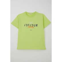 Breeze Erkek Çocuk Tişört Yazı Bakılı 5-10 Yaş, Fıstık Yeşili Fıstık Yeşili