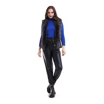 Ertaştrendstore Kadın Fermuarlı Koyun Derisi Tilki Kürkü - Siyah Çok Renk
