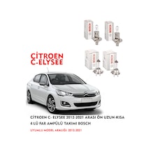 CİTROEN C- ELYSEE 2012-2021 ARASI ÖN UZUN-KISA 4 LÜ FAR AMPÜLÜ TAKIMI BOSCH