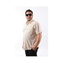 Tousus Kısa Kol Bej-beyaz Pamuk Erkek Gömlek Kk-8050-tss