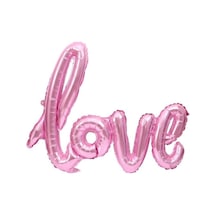 Love Imza Pembe Folyo Balon 60x80 Cm Beyaz