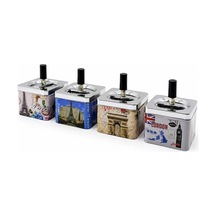 12 Adet Ashtray Kare - Basmalı Metal Küllük 5580