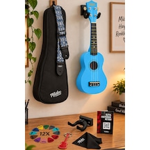 Midex UKX-901BL Mavi Soprano Ukulele (Askı Çanta Metod Pena)