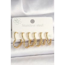 316l Çelik Gold Renk Kalp Model Kadın Küpe Seti - Tj-bkp10356 Çok Renkli