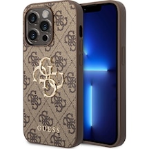 Apple Uyumlu iPhone 14 Pro Max Kılıf Guess Pu Deri Büyük Metal Logo Dizaynlı Kapak