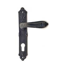 Mepa Antika Tarz Dekoratif Pirinç Çiçekli Banyo Kapı Kolu - 240x40 Mm, Oksit Najmaddin Standart